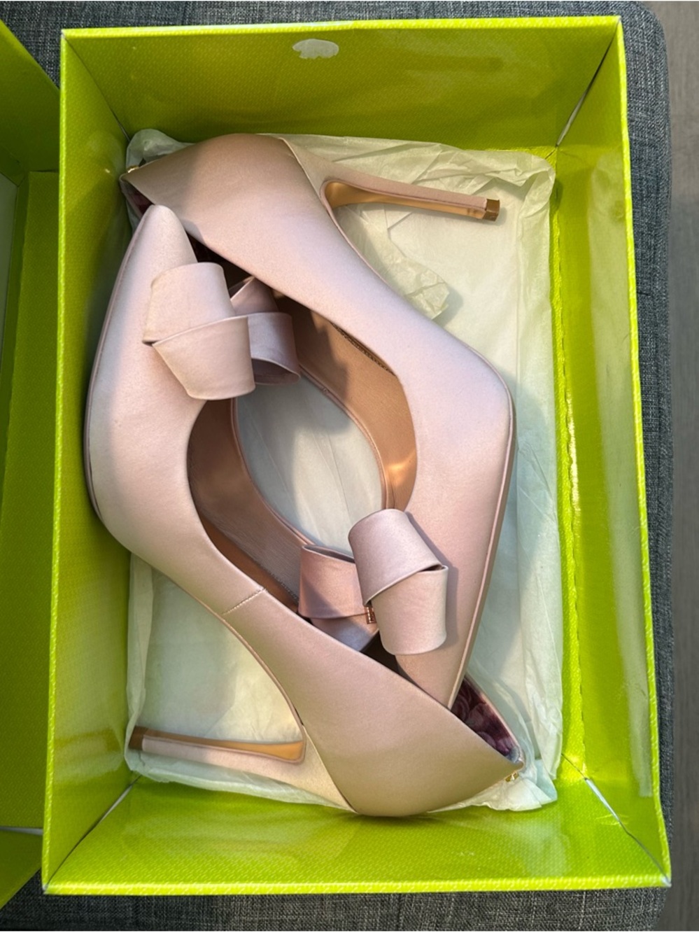 Ted Baker Blush Satin Pointed-Toe Bow Heels - Picture 3 of 8